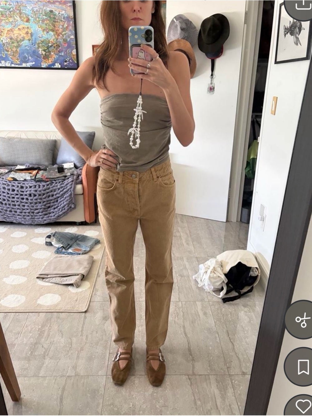 Reformation Camel High-Rise Straight Jeans